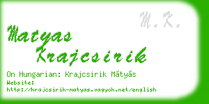 matyas krajcsirik business card